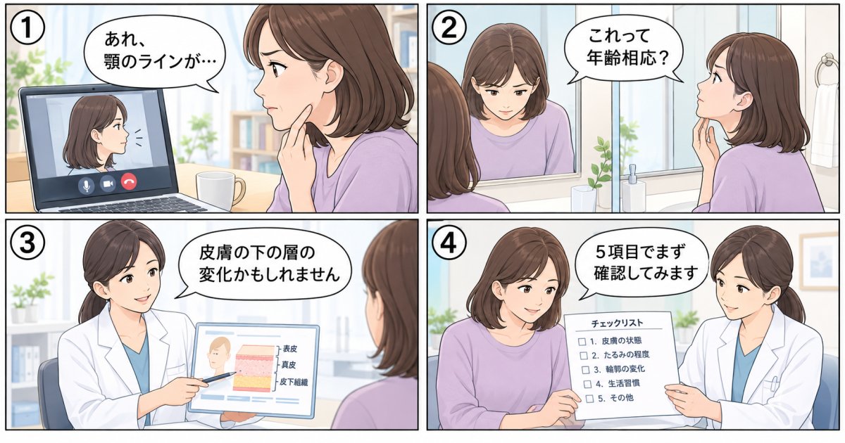 40代女性の顔たるみセルフ診断|5項目でセルフケアか受診か判断