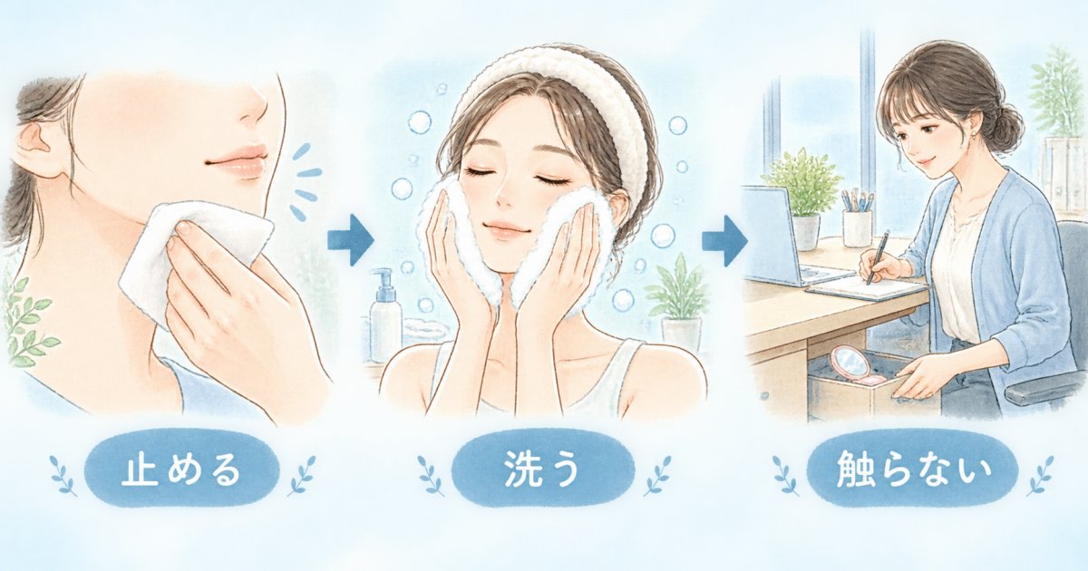 潰してしまった後は、傷を増やさない順番で対応する